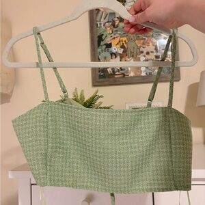 Le Lis Green Tweed Crop Top